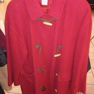 Talbots 100%Wool Red Pea Coat